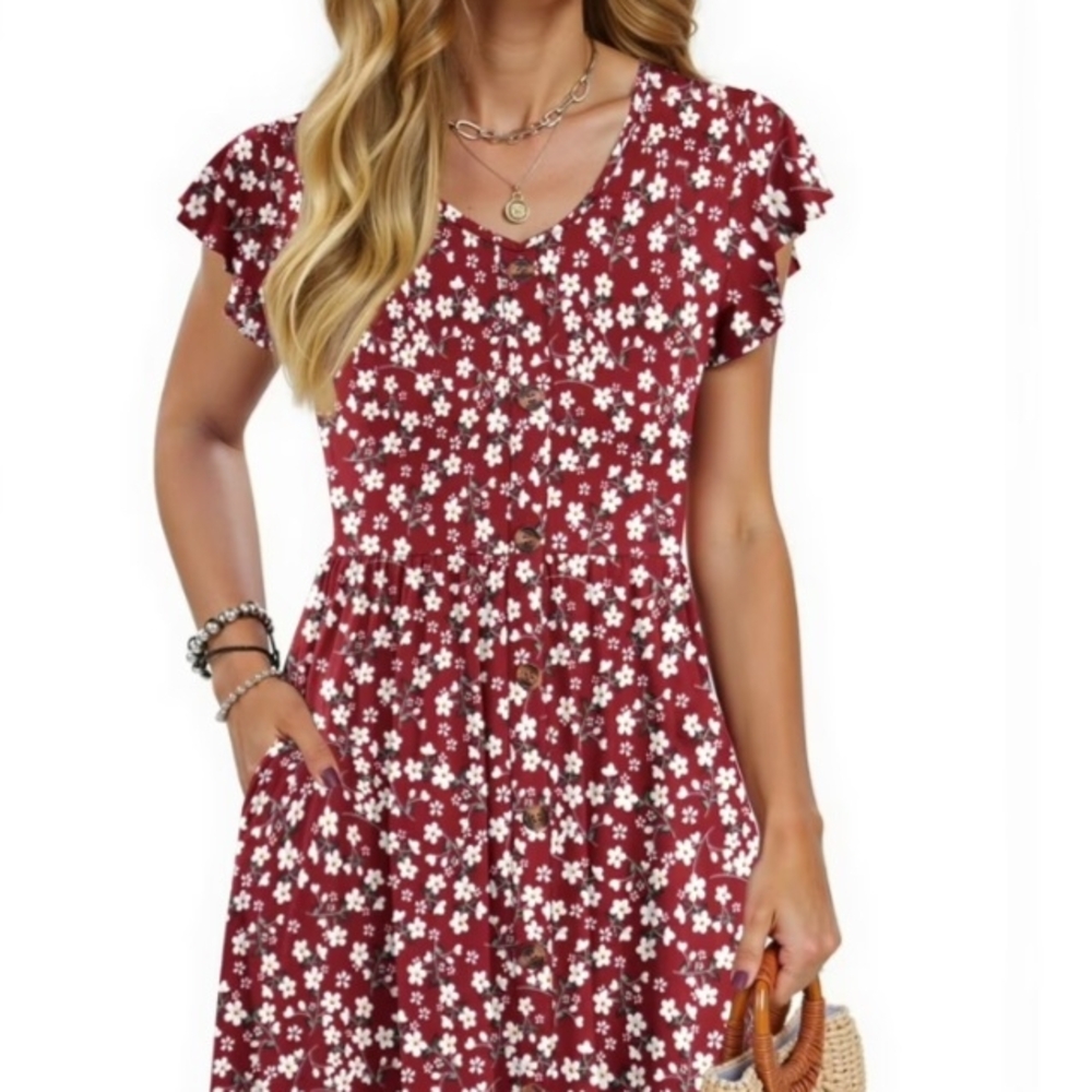 Floral Red Dress